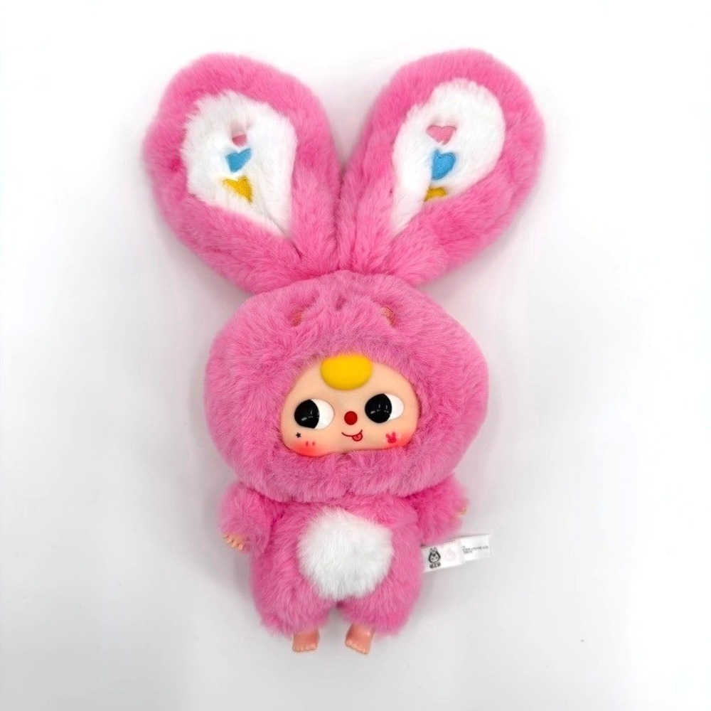 Baby Three First Rigorous Pink Bunny Plush Doll Keychain Collectible Toy Pink
